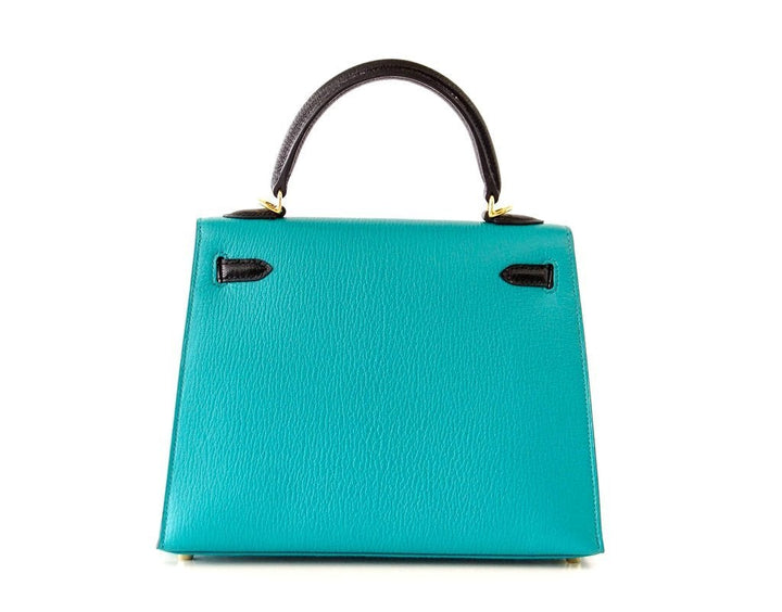 Hermès Kelly Sellier 25 Blue Paon Chevre GHW Bag