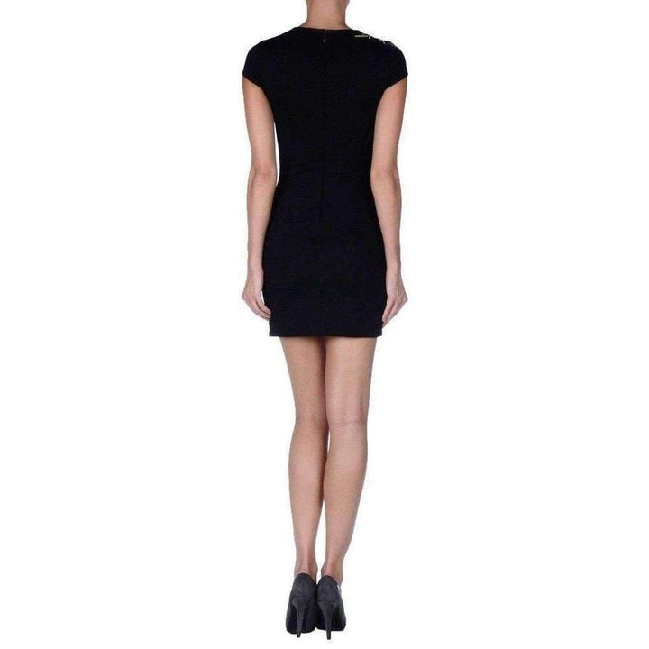 Black Jewel Embellished Mini Fitted Dress