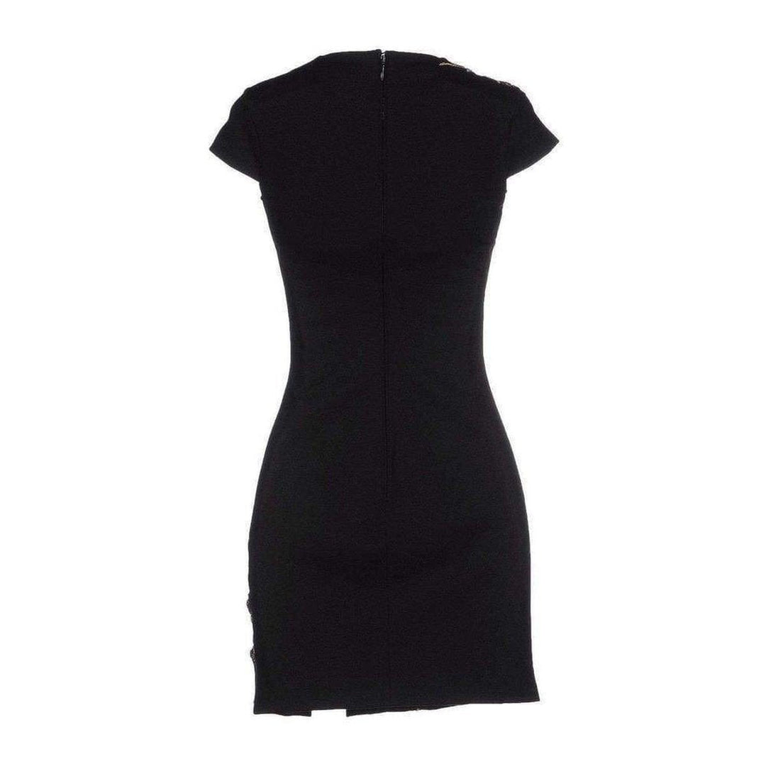 Black Jewel Embellished Mini Fitted Dress