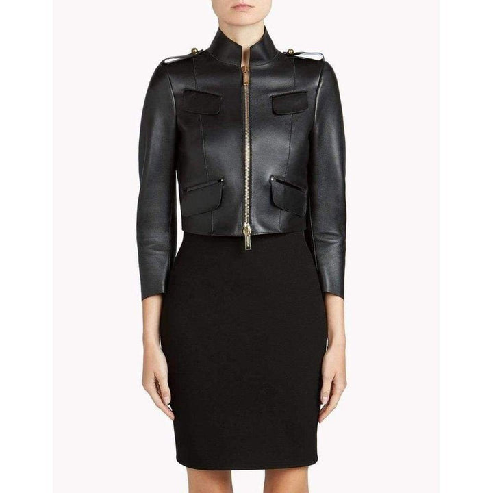 Dsquared2 Beatrix Black Leather Biker Jacket