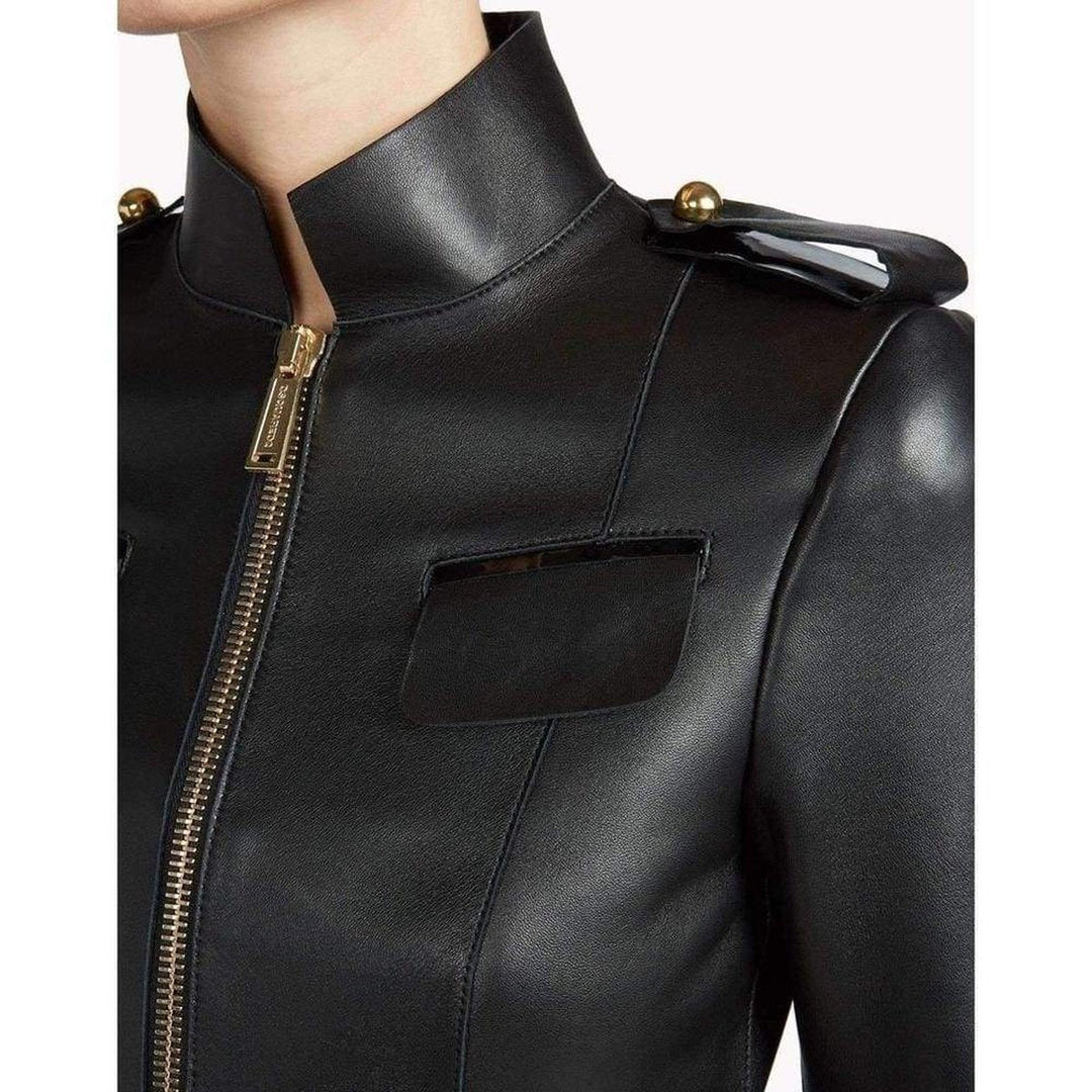 Dsquared2 Beatrix Black Leather Biker Jacket
