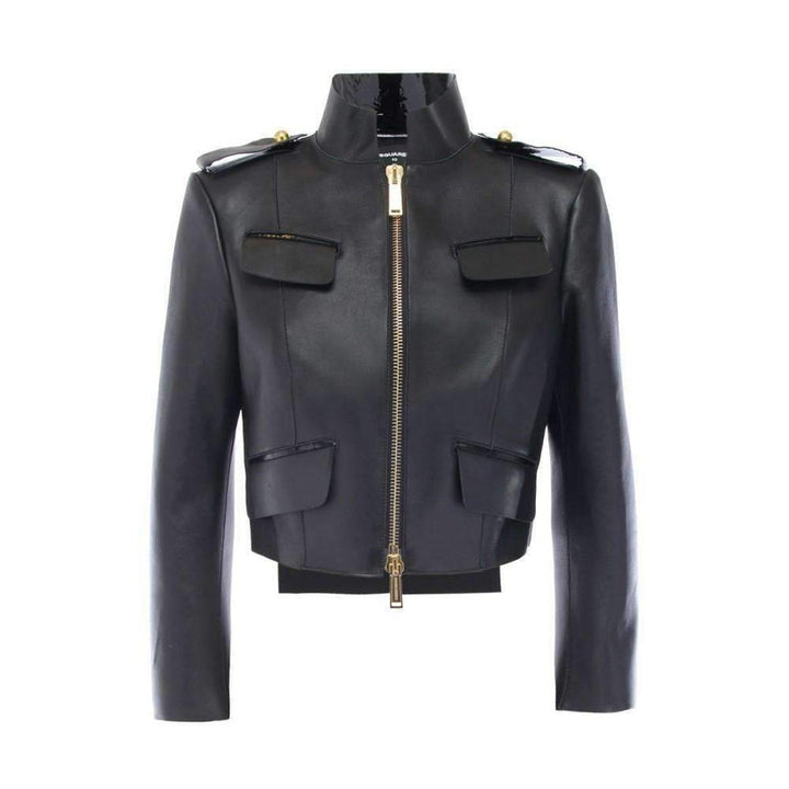 Dsquared2-Dsquared2 Beatrix Black Leather Biker Jacket - Runway Catalog