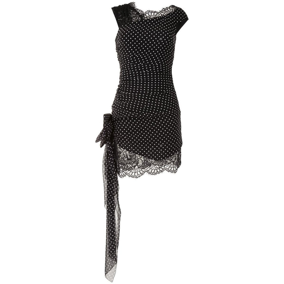 Dundas-Polka-dot Ruched Mini Dress - Runway Catalog