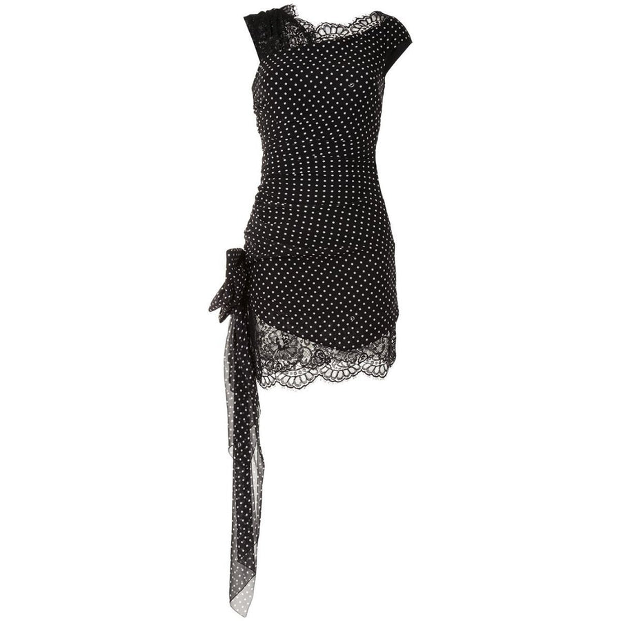 Dundas-Polka-dot Ruched Mini Dress - Runway Catalog