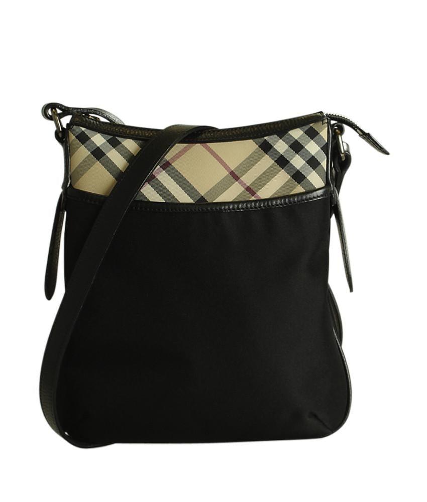 Burbe**y Nova Check & Black Canvas Crossbody Bag