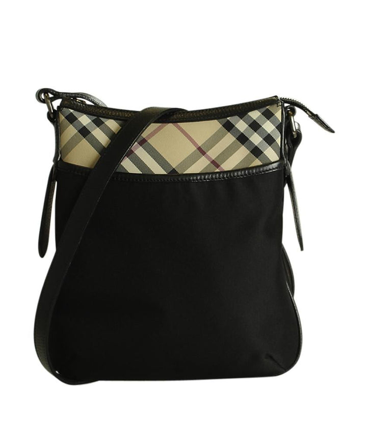 Burbe**y Nova Check & Black Canvas Crossbody Bag