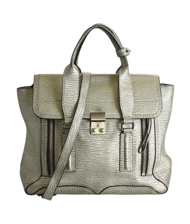 3.1 Phillip Lim Medium Pashli Silver Leather 2- Way Bag