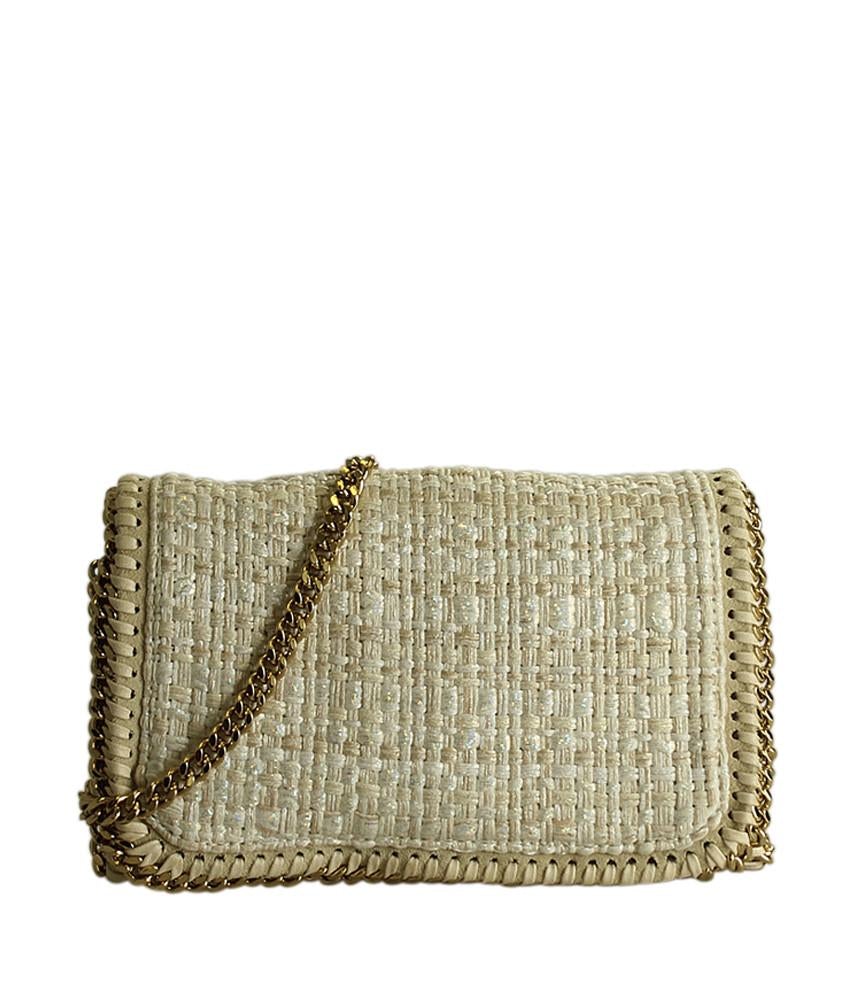 Stella McCartney Tweed Falabella Beige Crossbody Bag