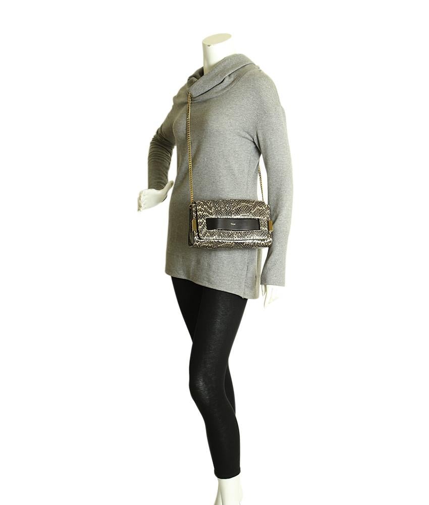 Chloe Elle Snakeskin Cream & Black Leather Crossbody Bag