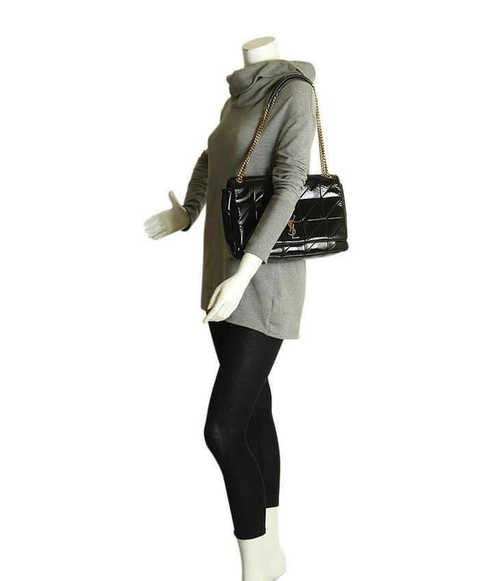 Yves Saint Laurent 527940 Large Jamie Black Patent Leather Shoulder Bag