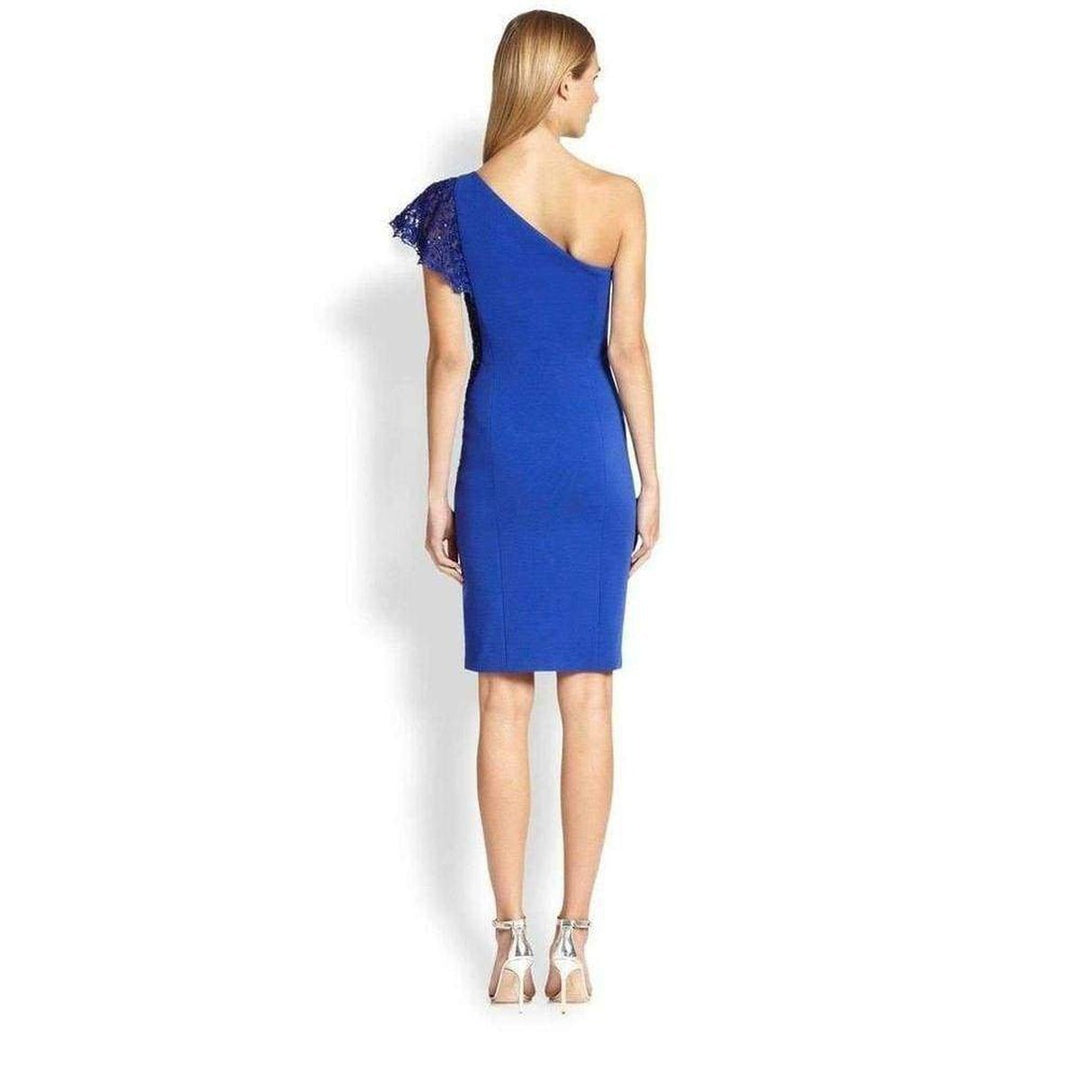 Cobalt Blue One Shoulder Silk Blend Dress