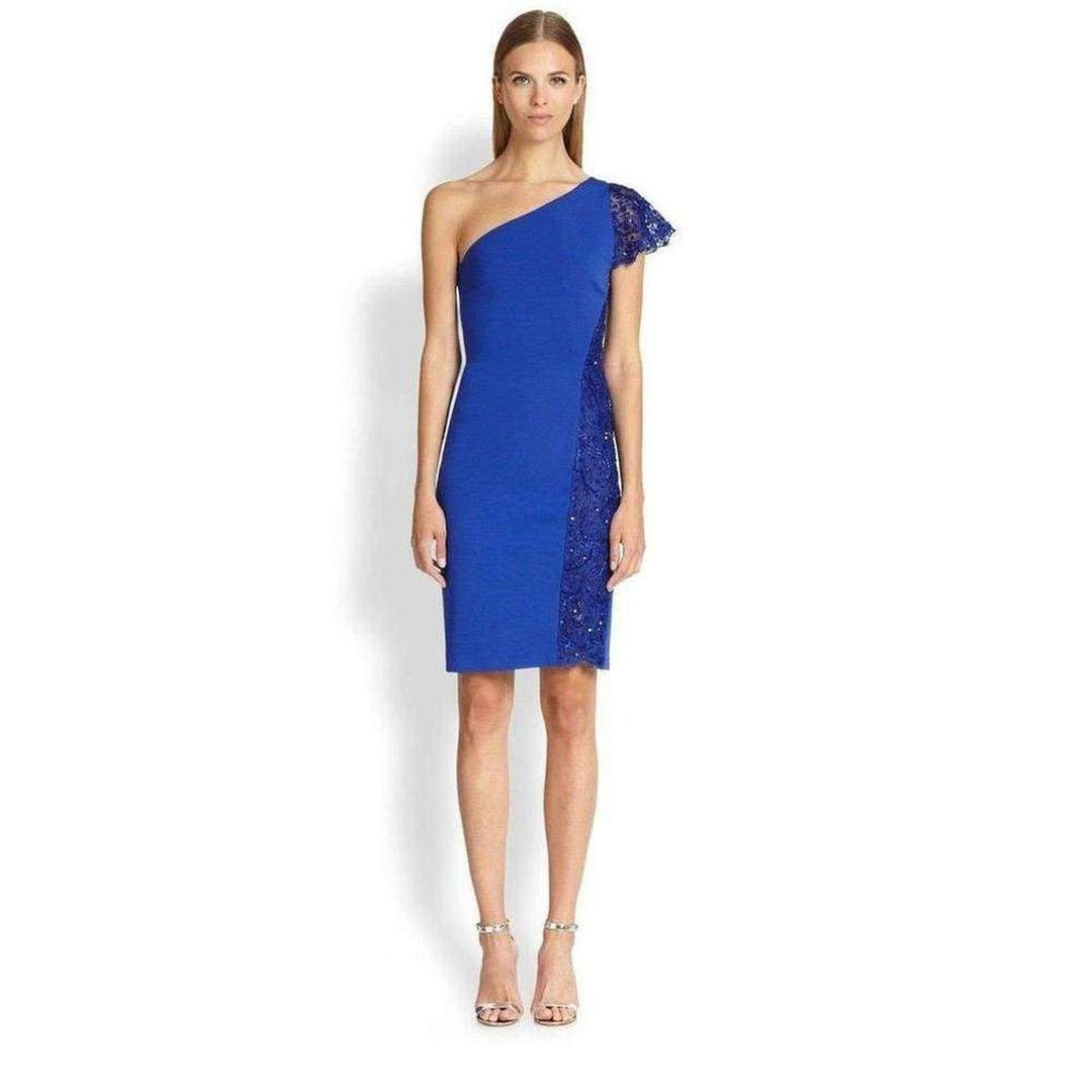 Cobalt Blue One Shoulder Silk Blend Dress