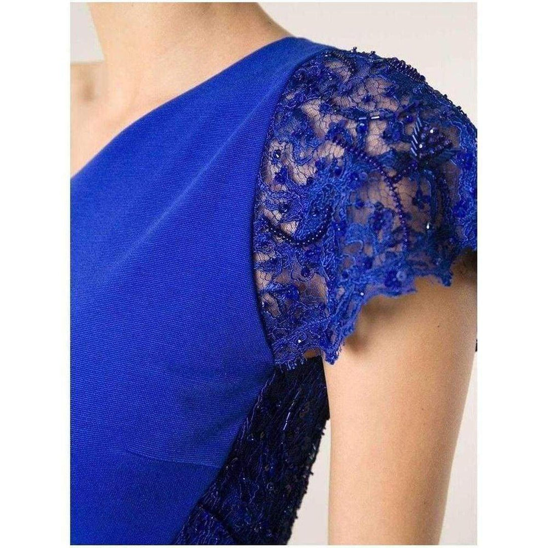 Cobalt Blue One Shoulder Silk Blend Dress