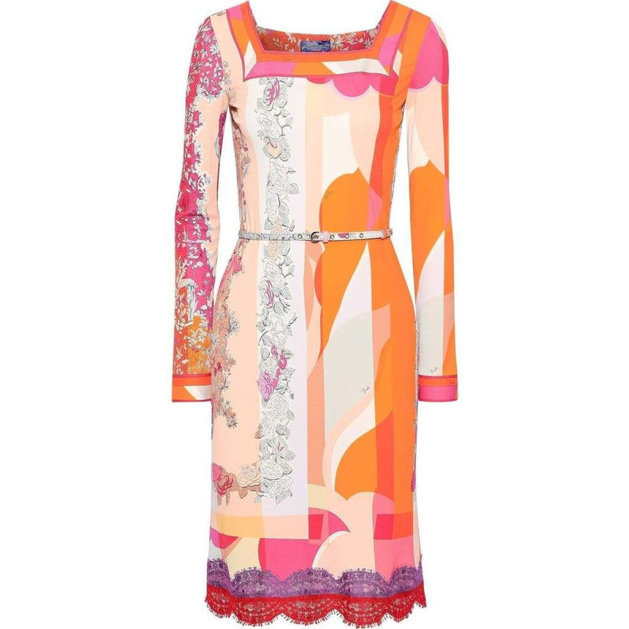 Emilio Pucci-Lace-Trimmed Printed Jersey Dress - Runway Catalog