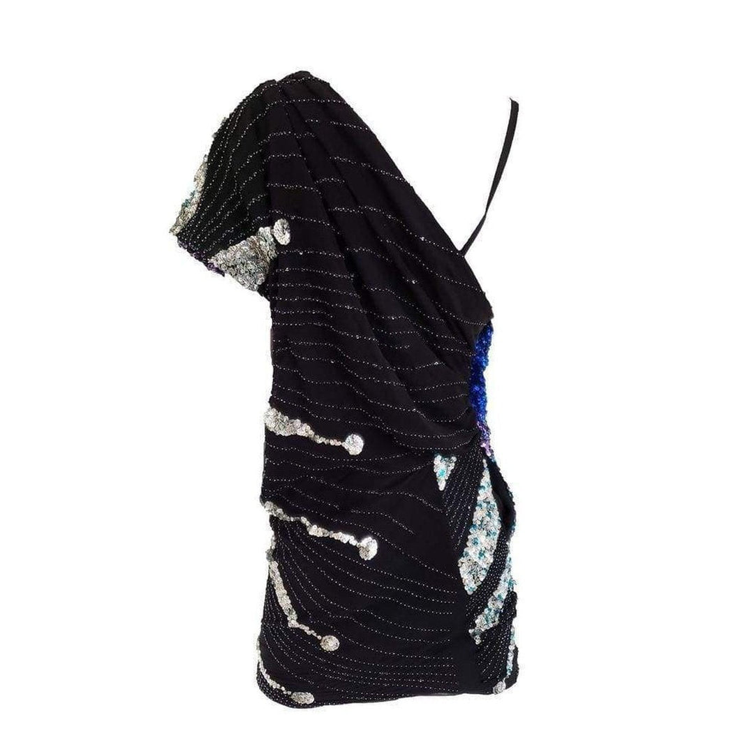 Multi Color Silk One Shoulder Dress