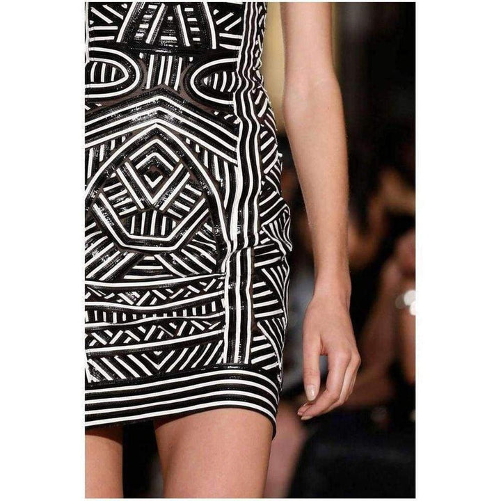 Patterned Leather Strapless Dress