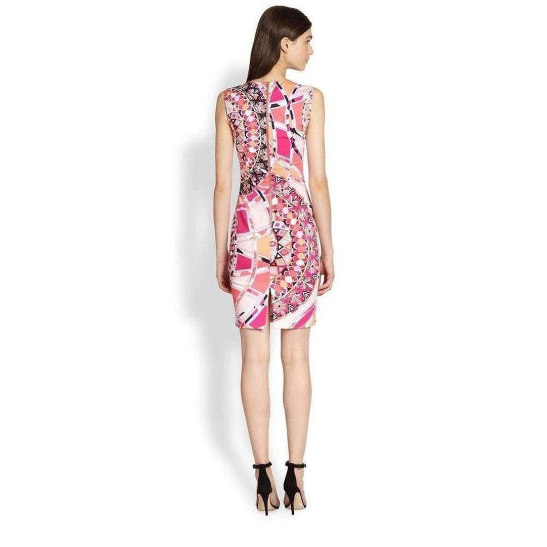 Pink Sleeveless Signature Print Sheath Cotton Dress