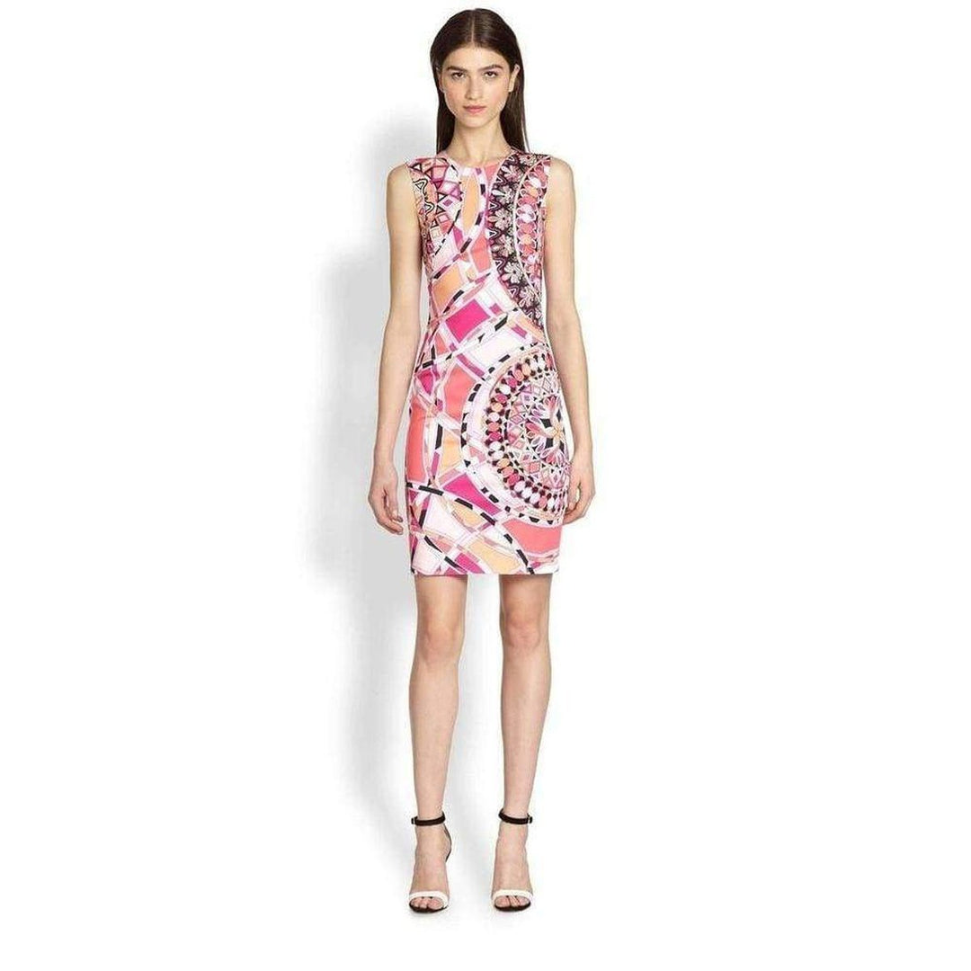 Pink Sleeveless Signature Print Sheath Cotton Dress
