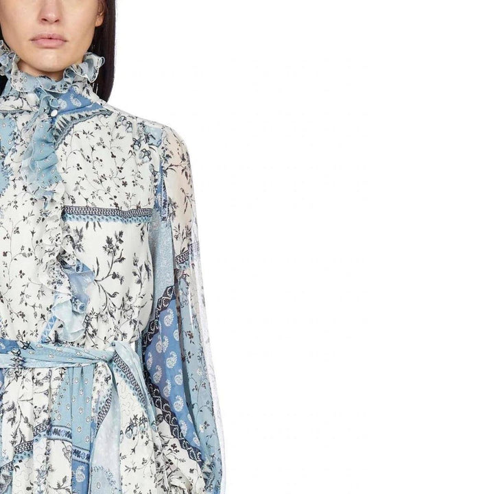 Chio Ruffled Floral-Print Silk-Chiffon Dress