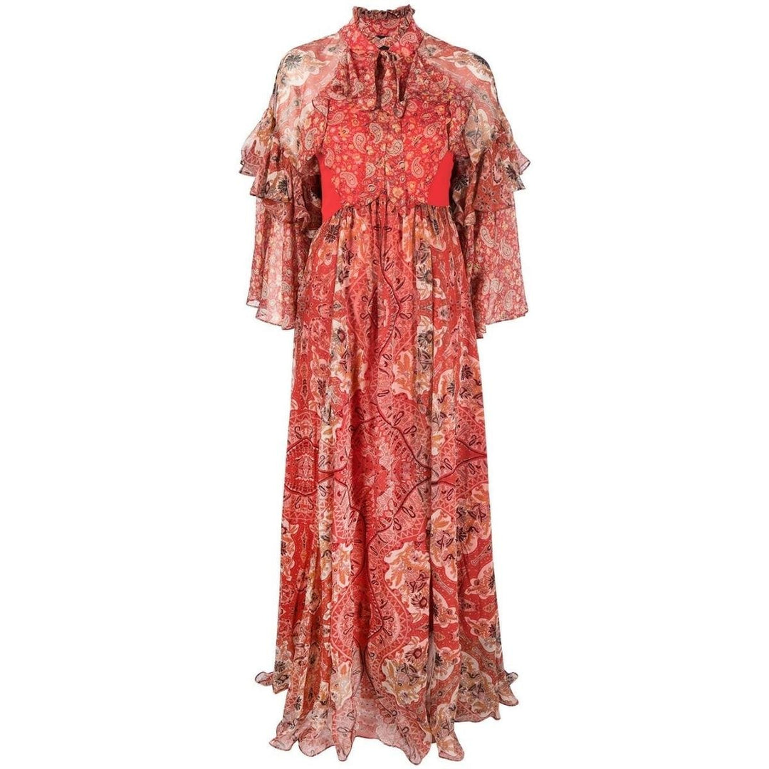 Etro-Paisley-print Ruffle Silk Gown - Runway Catalog