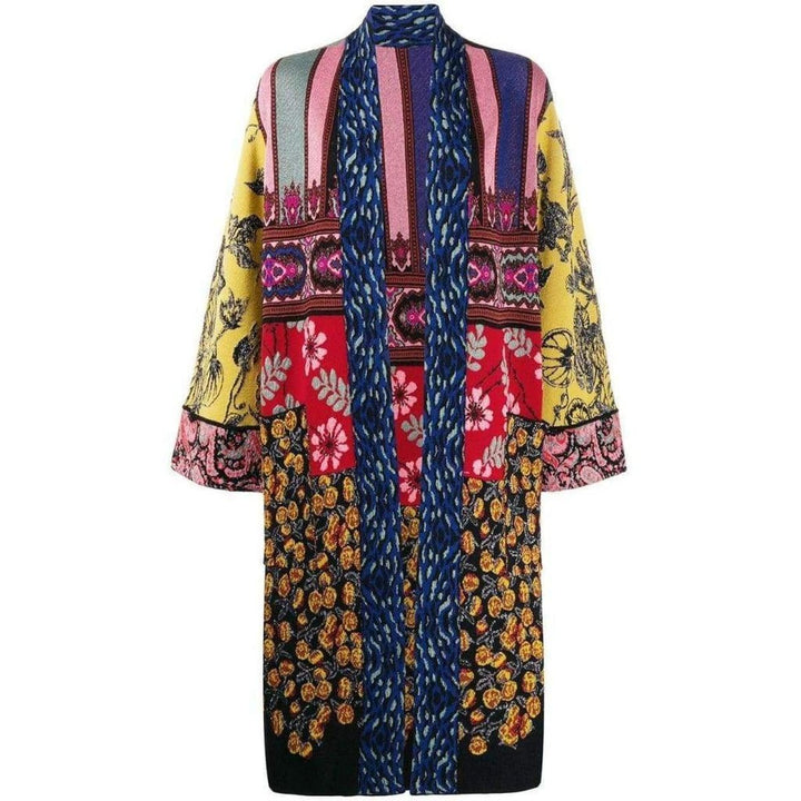 Etro-Patchwork Metallic Jacquard-Knit Cardigan Coat - Runway Catalog