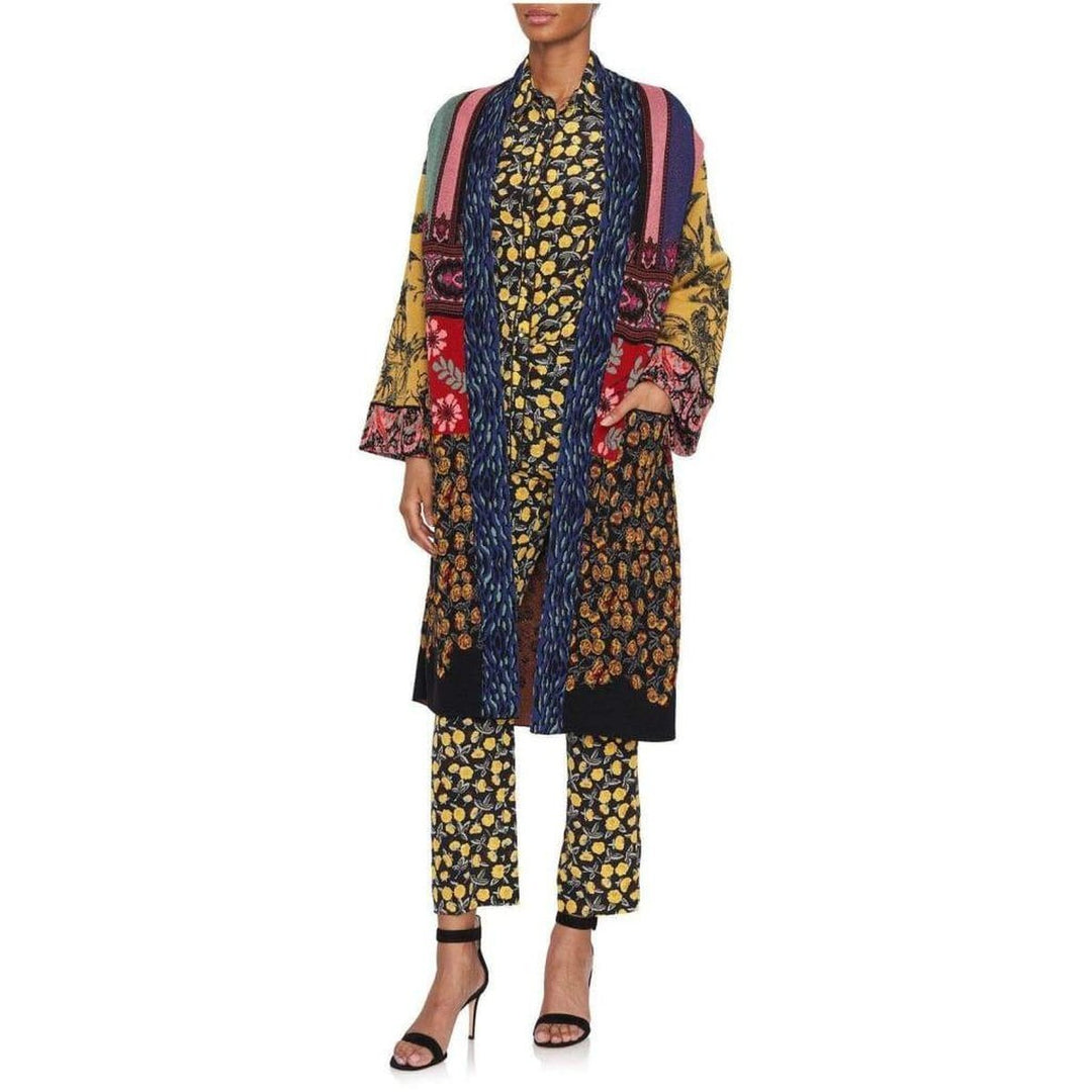 Patchwork Metallic Jacquard-Knit Cardigan Coat