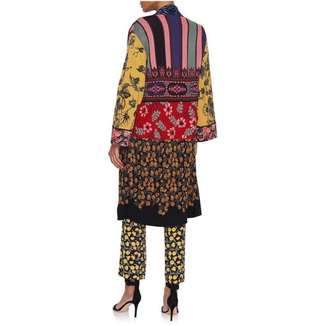 Patchwork Metallic Jacquard-Knit Cardigan Coat