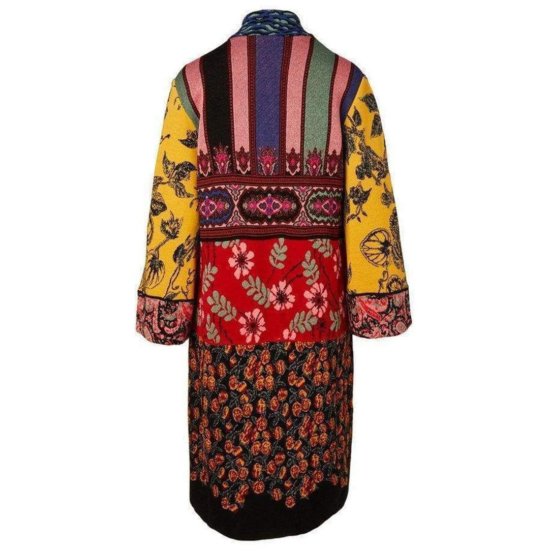 Patchwork Metallic Jacquard-Knit Cardigan Coat