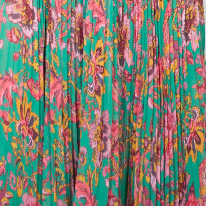 Ying Yang Micro-Print Pleated Chiffon Gown