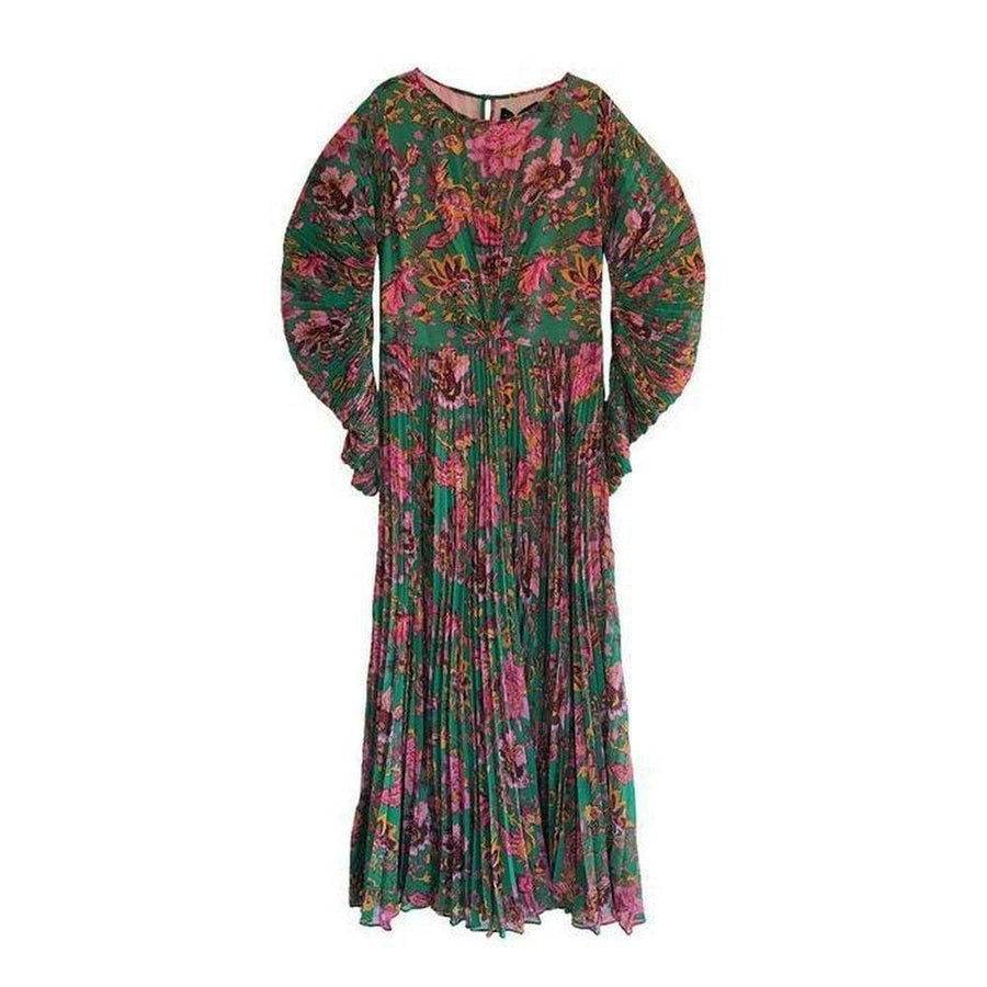 Etro-Ying Yang Micro-Print Pleated Chiffon Gown - Runway Catalog