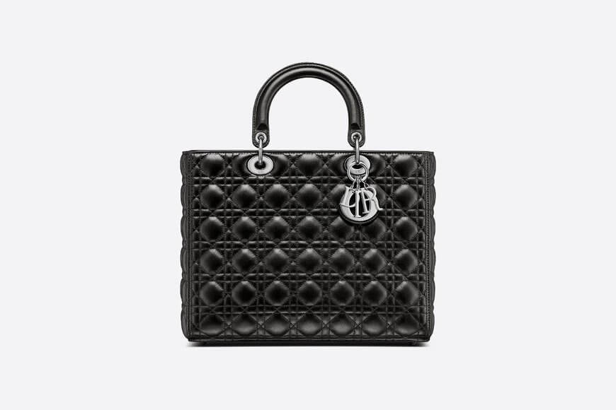 Large Lady Di**r Bag Black Cannage Lambskin