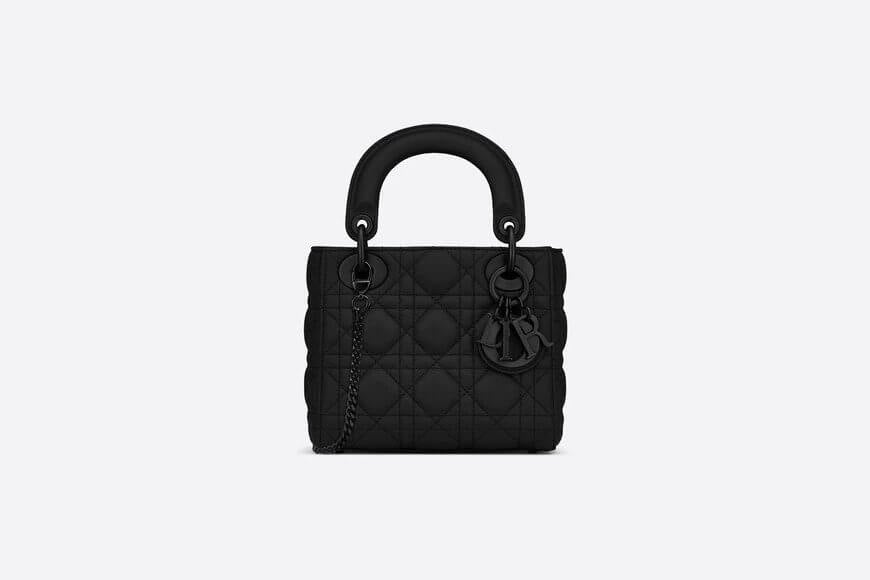 Mini Lady Di**r Bag Black Ultramatte Cannage Calfskin
