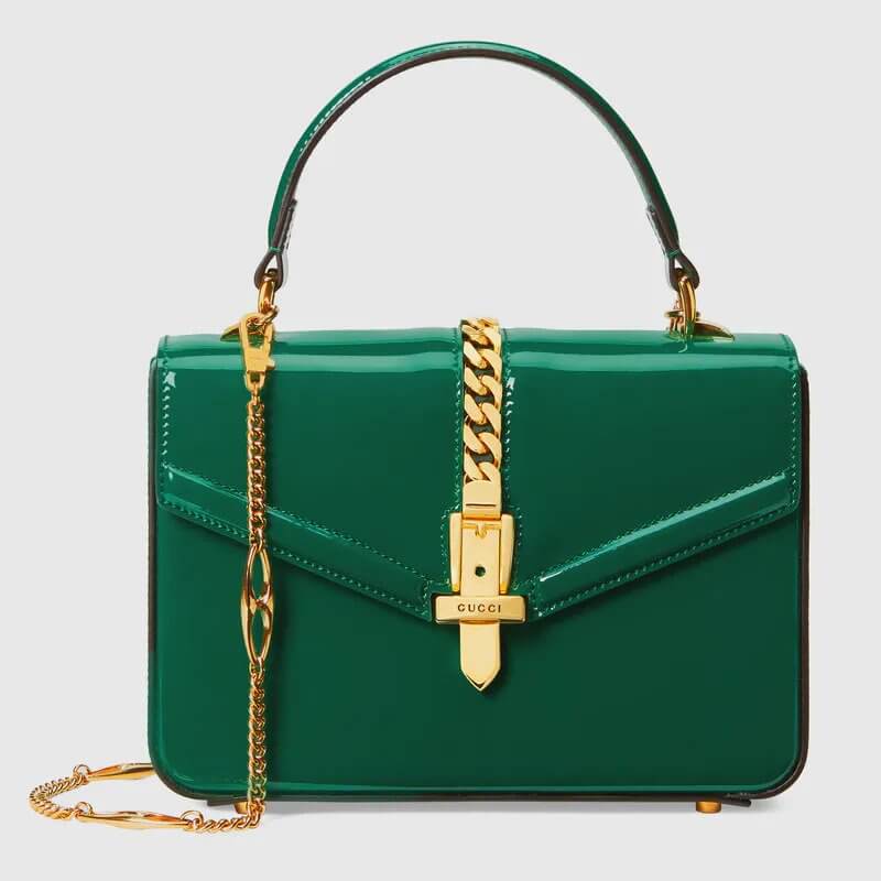 Emerald Green Patent Leather Sylvie 1969 Mini Top Handle Bag | G*G® US