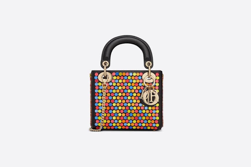 MINI LADY Di**r BAG Embroidered Calfskin with Multicolor Sequins