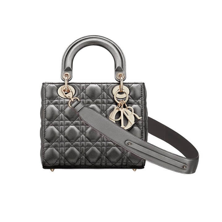 Lady Di**r My ABCDi**r Bag Metallic Gunmetal Cannage Calfskin