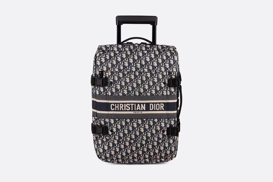 Small Di**rTravel Suitcase Blue Di**r Oblique Technical Jacquard