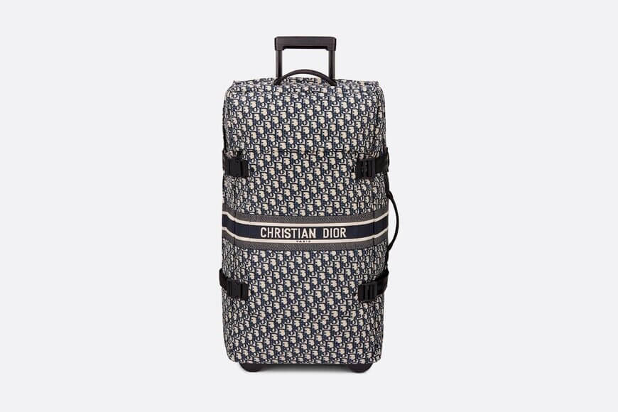 Medium Di**rTravel Suitcase Blue Di**r Oblique Technical Jacquard