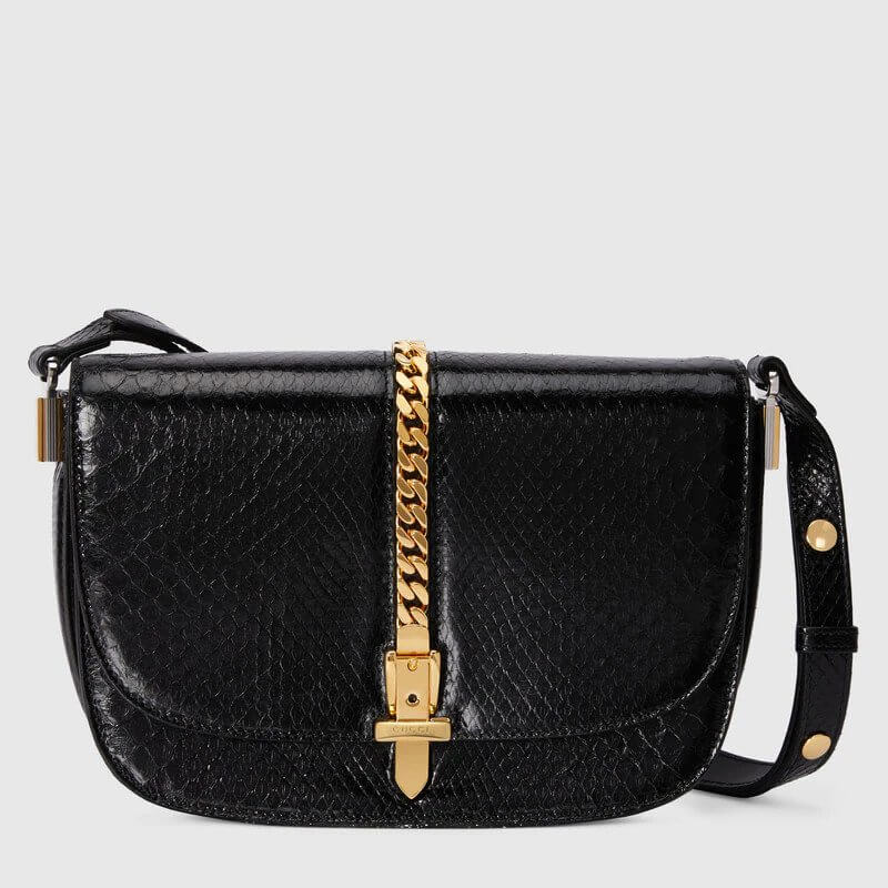Sylvie 1969 python small shoulder bag in black | G*G® US