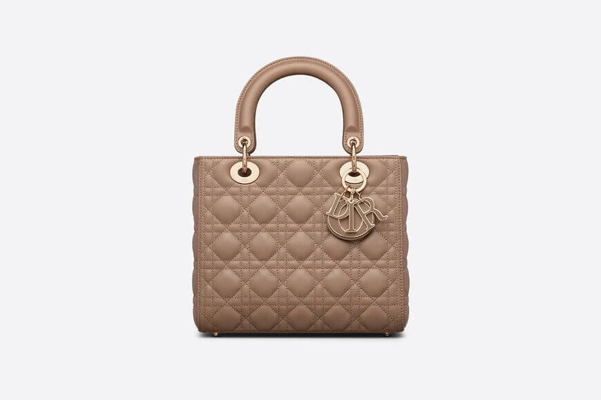 Medium Lady Di**r Bag Warm Taupe Cannage Lambskin