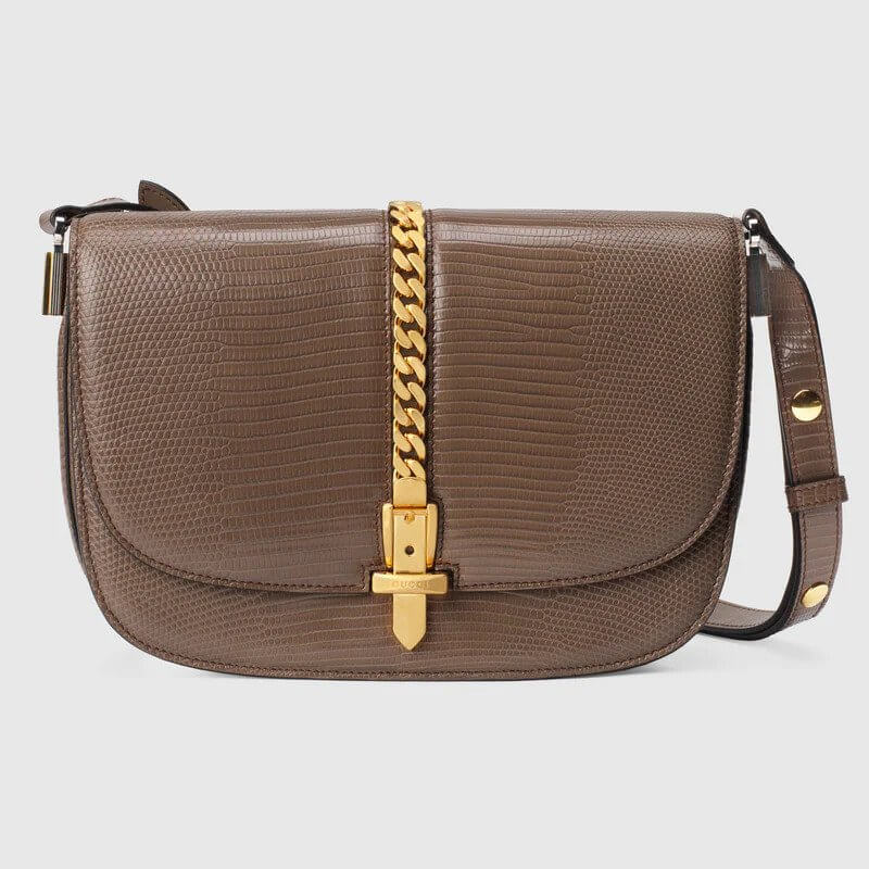 Sylvie 1969 lizard small shoulder bag in taupe lizard | G*G® US