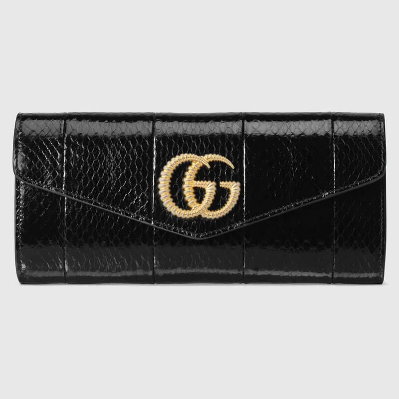 Black Snakeskin Broadway Clutch With Double G | G*G® US