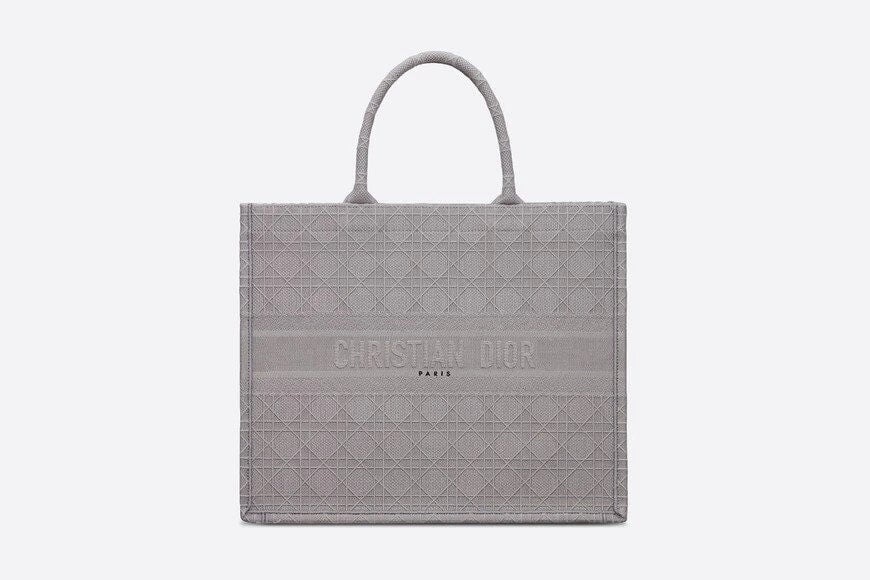 Di**r Book Tote Gray Cannage Embroidery