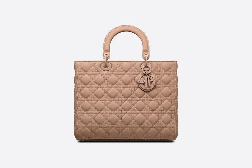 Large Lady Di**r Bag Blush Ultramatte Cannage Calfskin
