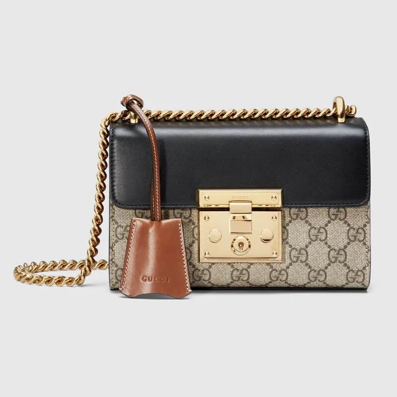 GG Supreme Padlock Small Shoulder Bag With Brown Leather Key Holder | G*G® US