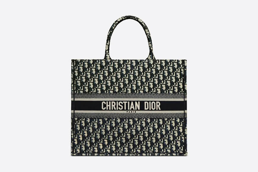Di**r Book Tote Blue Di**r Oblique Embroidery