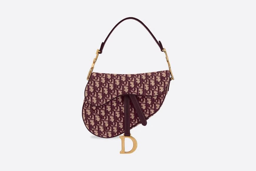 Saddle Bag Burgundy Di**r Oblique Jacquard