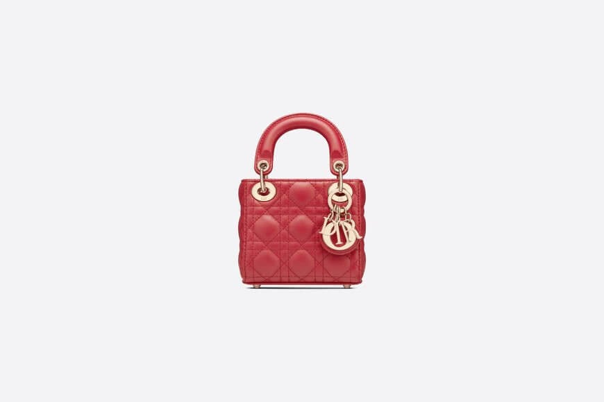 Micro Lady Di**r Bag Red Cannage Lambskin