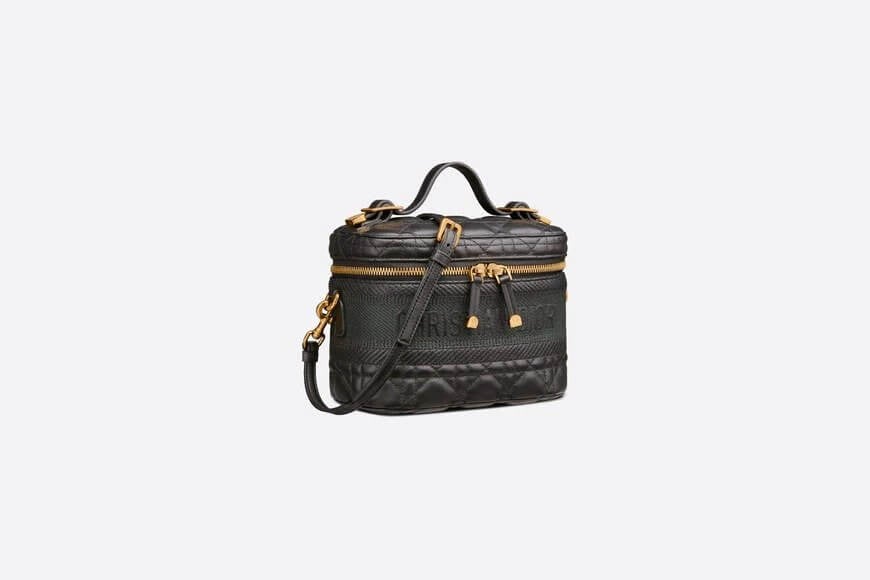 Small Di**rTravel Vanity Case Black Cannage Lambskin