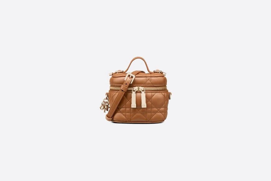 Lady Di**r Micro Vanity Case Cognac-Colored Cannage Lambskin