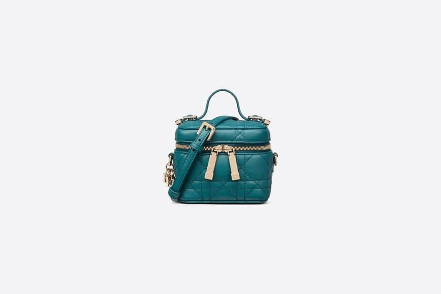 Lady Di**r Micro Vanity Case  Deep Ocean Blue Cannage Lambskin
